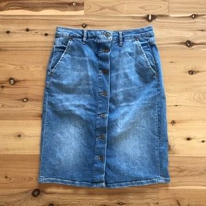 ANTHROPOLOGIE midi denim skirt